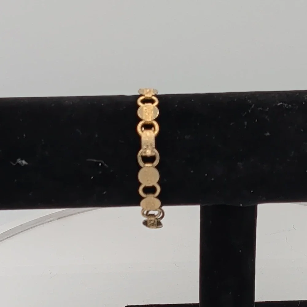 Vintage Gold Tone Sarah Coventry textured disks round link chain Bracelet‎ 7 